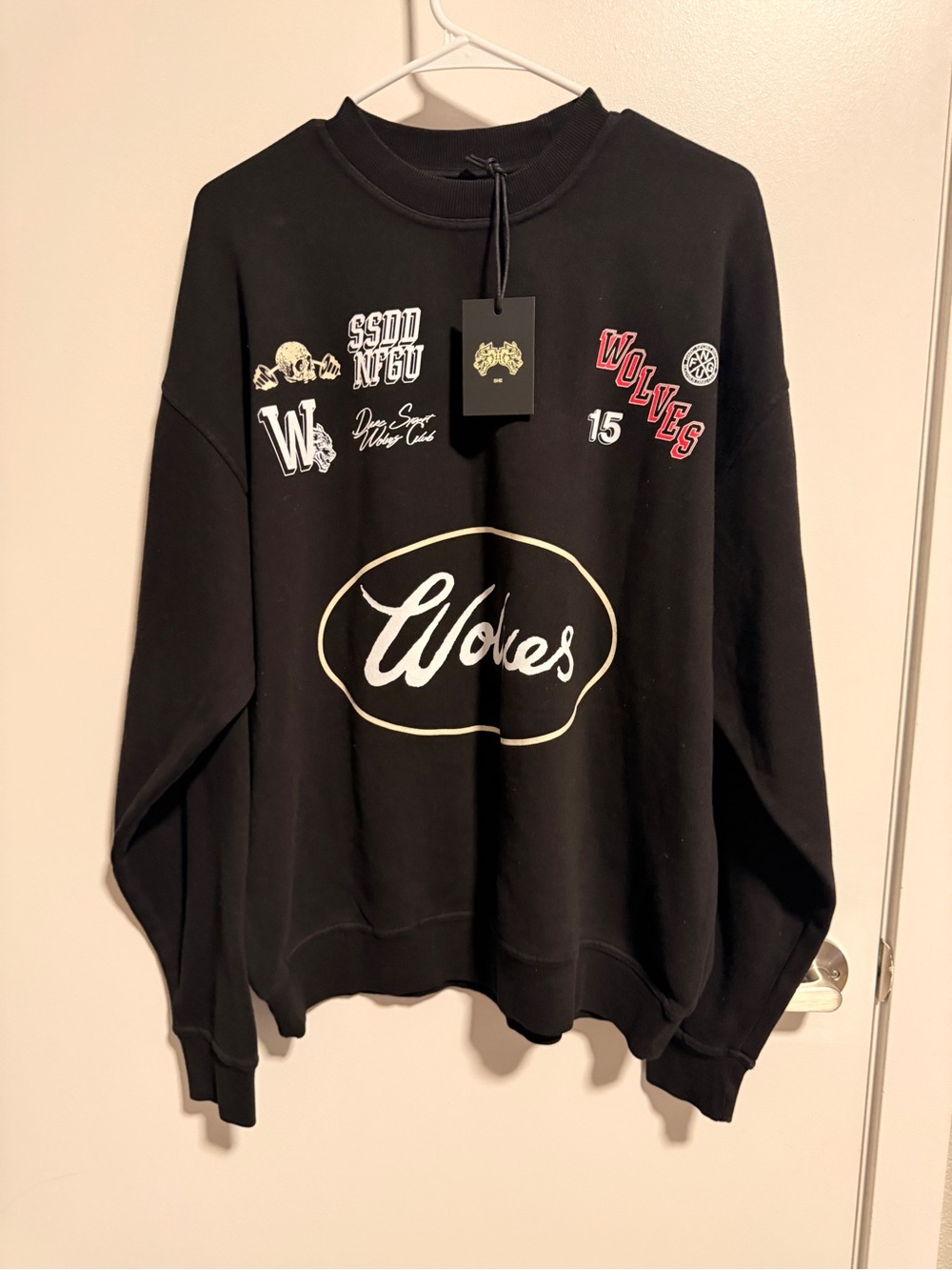 Darc Sport Black Wolves Graphic Crewneck Sweater